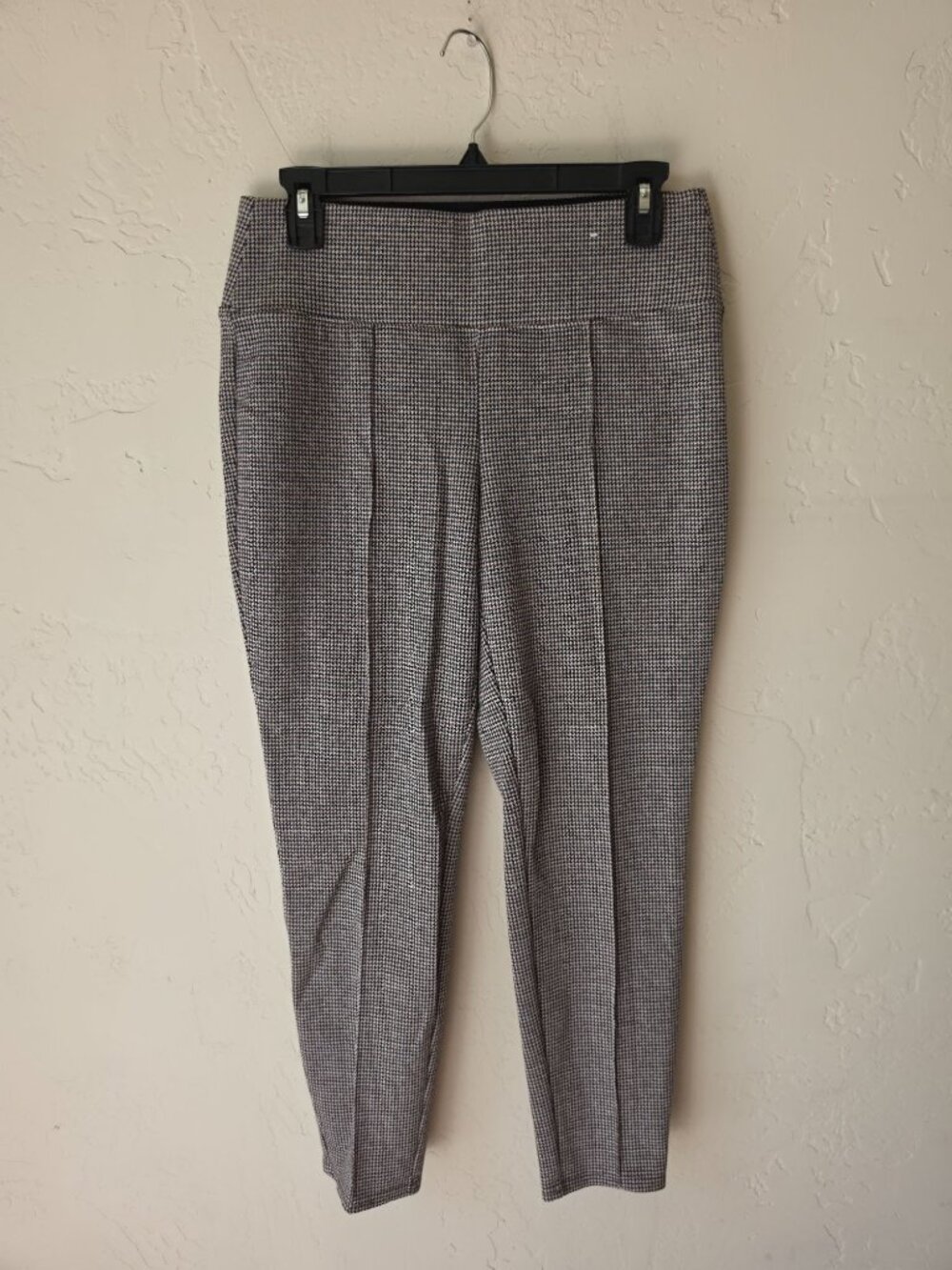 Nine West Womens Houndstooth Print Leggings Medium Brown/Black Stretch Waist